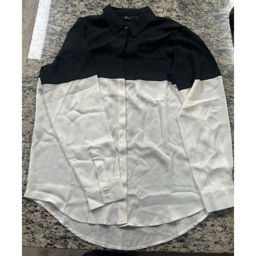 NWOT Asos  Ladies Button Up Blouse / Shirt - Black and White - Size UK 12 NEW